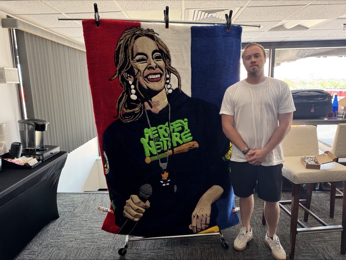 Eric Elfstrom with a Jersey By Nature tribute rug