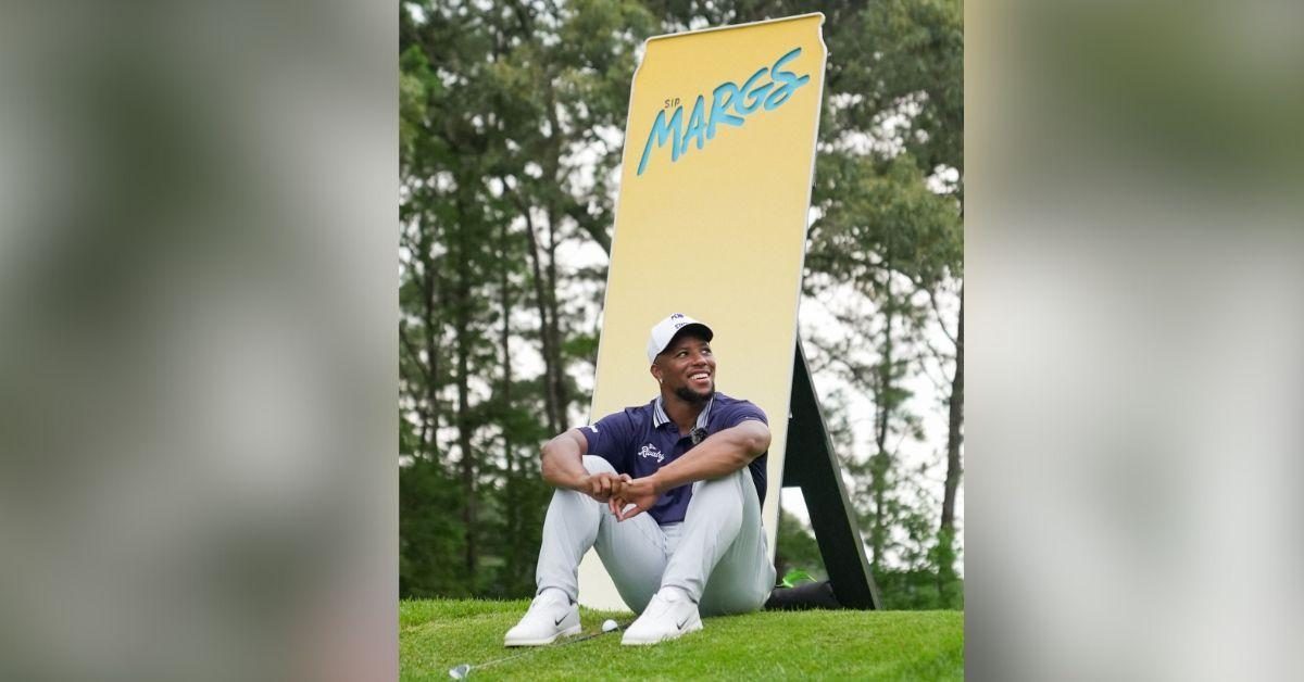 Saquon Barkley at the SipMARGS AMPT Rivalry Golf Outing, photographed by Eric Elfstrom